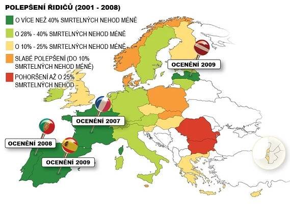 Evropa hrobem řidičů, v Česku 1076 mrtvých za rok. MAPA | TN.cz