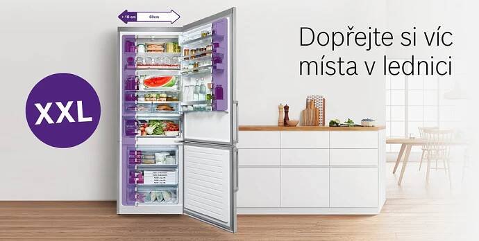 Chladnička s mrazničkou Bosch Serie 4 KBN96VFE0 XXL objem | DATART