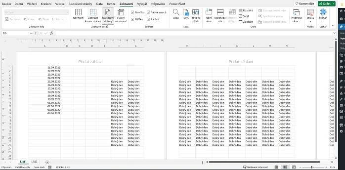 Zobrazení listu v prostředí MS Excel | Moje Znalosti
