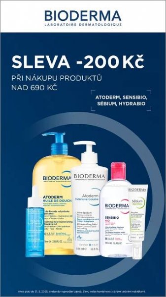SLEVA 200 Kč při nákupu Atoderm, Sensibio, Sébium a Hydrabio nad 690 Kč
