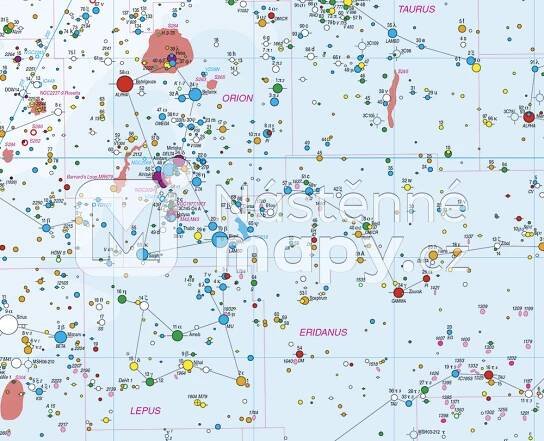 Nástěnná mapa hvězdné oblohy | nastennemapy.cz