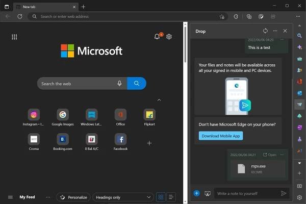 V prohlížeči Microsoft Edge budete moci sdílet soubory mezi PC a mobily