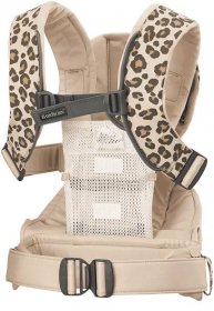 Baby Carrier One in Beige/Leopard Cotton, good back support and sturdy waist belt