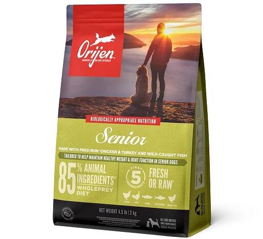 ORIJEN Grain Free, Senior, High Protein, Fresh & Raw Animal Ingredients Dry Dog Food, 23.5 lbs.
