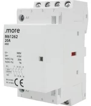 Stykač Modulární stykač na 3-fázovou lištu 2P 25A 230V AC 4Z 0R/4NO 0NC MORE ECOLIGHT