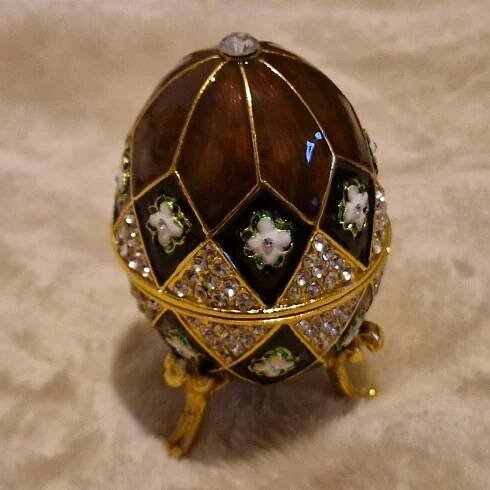 LUXUSNÍ VEJCE FABERGÉ STYL ŠPERKOVNICE KRYSTALY KVĚTY DÁREK | Aukro