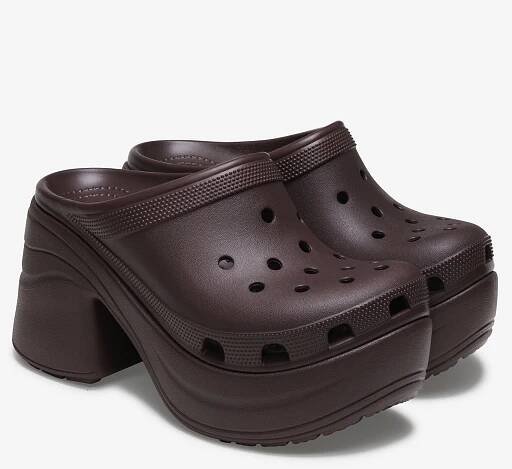 Crocs Hnědé dámské pantofle na podpatku Crocs Siren Clog