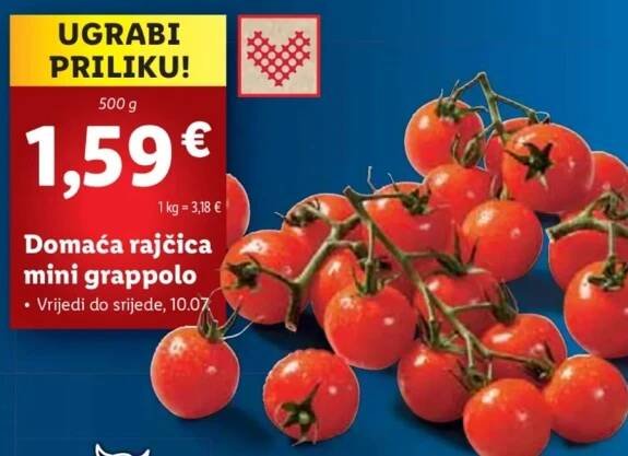 Cena rajčat v chorvatském Lidlu