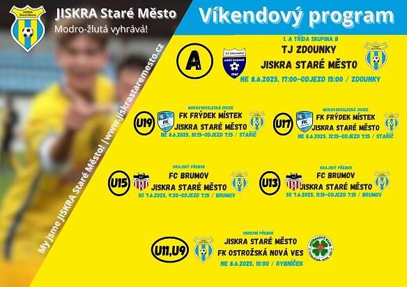 Program na tento víkend 7.-8.6.2025 | JISKRA Staré Město