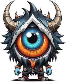 AI generated Monster eye cartoon and horn isolated on transparent ...