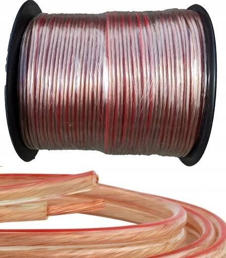 PROFESIONÁLNÍ KABEL REPRODUKTOROVÝ 2x2,5mm CCA HQ 100m. Model Kabel głośnikowy 2x2,5 CCA transparentny 100m.