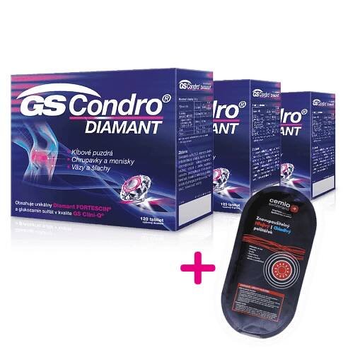 GS Condro® Diamant 3 x 120 tabliet (360 ks) +Chladivý/hrejivý vankúšik