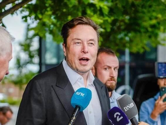 Tesla CEO Elon Musk gives interviews as he arrives at the Offshore Northern Seas 2022 (ONS) meeting in Stavanger, Norway on 29 August 2022