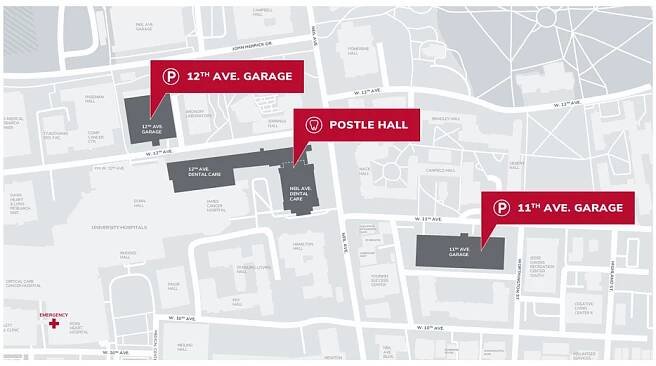 Postle Hall Parking Overview Map