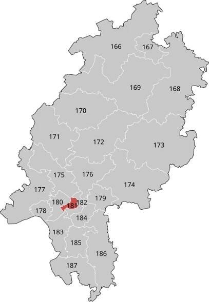 Lage des Amtsgerichtsbezirks Rüsselsheim in Hessen