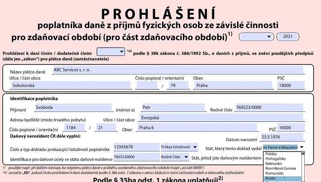Video manuál - Prohlášení poplatníka na rok 2021 | E-Consulting Czech
