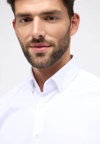 Pánská bílá nežehlivá košile Button-down ETERNA Modern Fit ze 100% bavlny Non Iron Cover