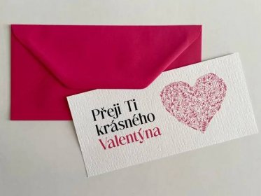 Valentýnské přání s obálkou - růžové