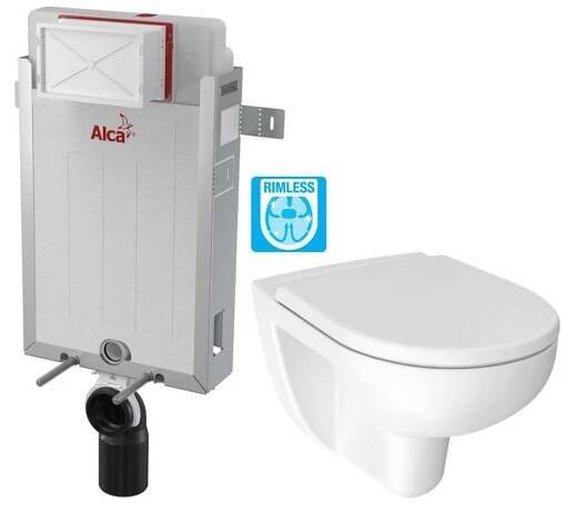 ALCADRAIN Renovmodul - předstěnový instalační systém bez tlačítka + WC JIKA LYRA PLUS RIMLESS + SEDÁTKO DURAPLAST AM115/1000 X LY1