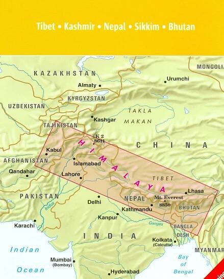 detail Himaláje (Himalaya) 1:1,5m mapa Nelles