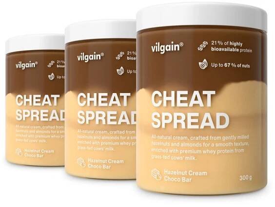 Vilgain Cheat Spread –  3× čokoládový košíček plněný arašídovým krémem 300 g