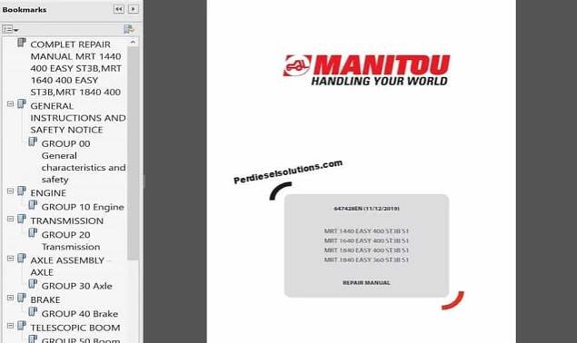 Manitou MRT, MC, MT, MLT, MSI, MHT, MXT, MTX Series Repair & Parts Manual PDF - Image 2