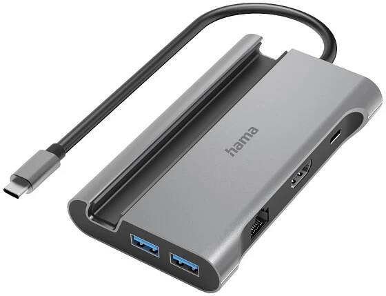 Hama 7 portů USB 3.0 hub s portem pro rychlé nabíjení, s konektorem USB C, UHD šedá