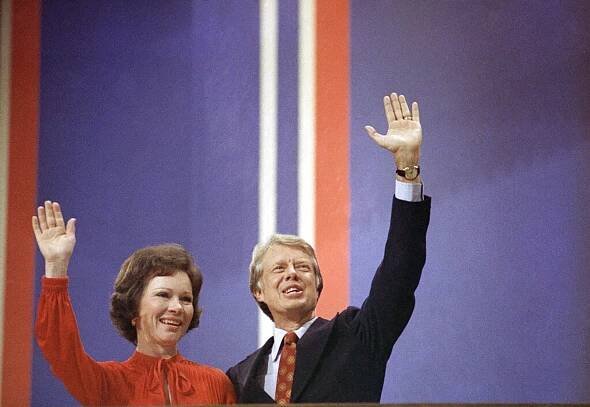 Jimmy Carter se svou ženou Rosalynn v New Yorkuv roce 1976