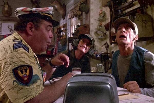 Bill Byrge (center) with Jim Varney (right).