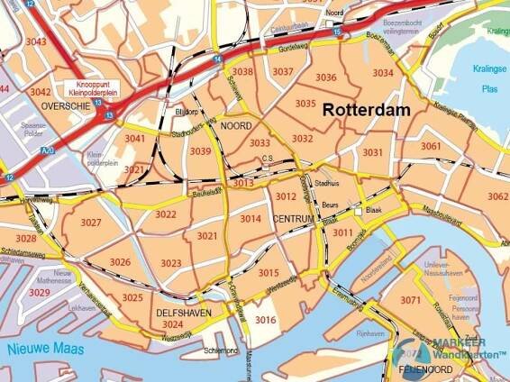 Mapa Rotterdamu psč 