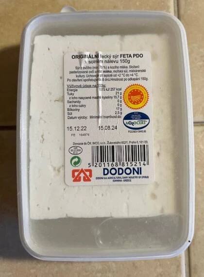 Originální řecký sýr Feta PDO v solném nálevu Dodoni