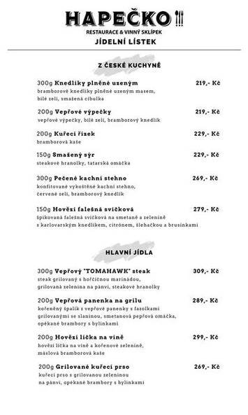 Menu | Hapečko