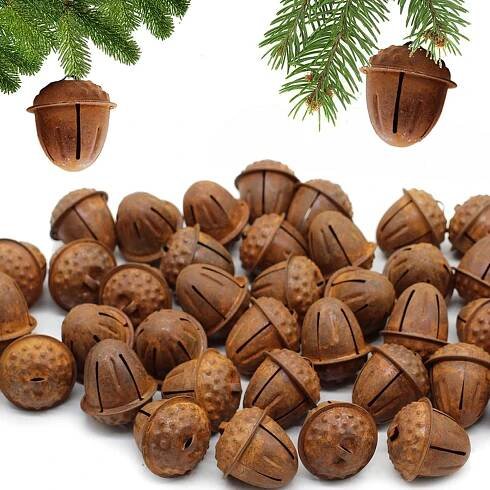 20 pc Country Primitive Rusty Acorn Jingle Bells Rustic Farmhouse Home Decor for Christmas Crafting Autumn (Rusty Acorn Bells) in 2025 | Christmas decorations for the home, Primitive christmas, Rustic holiday