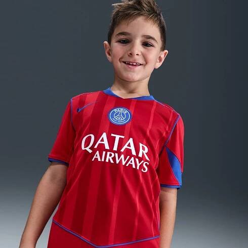 Buy Paris Saint-Germain 2025/26 Stadium Third Older Kids' Nike Dri-FIT Total 90 Football Replica Shirt - Global Red/Sport Red/Hyper Royal