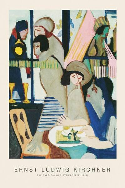 Obrazová reprodukce The Café, Talking over Coffee (Special Edition Portrait) - Ernst Ludwig Kirchner