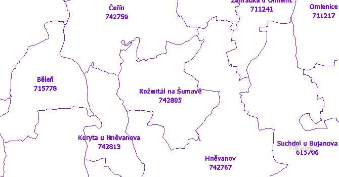 Katastrální mapa Rožmitál na Šumavě