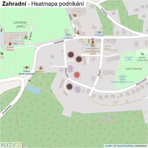 Mapa Zahradní - Firmy v ulici.