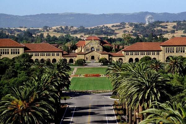 aerial view of Stanford quad
