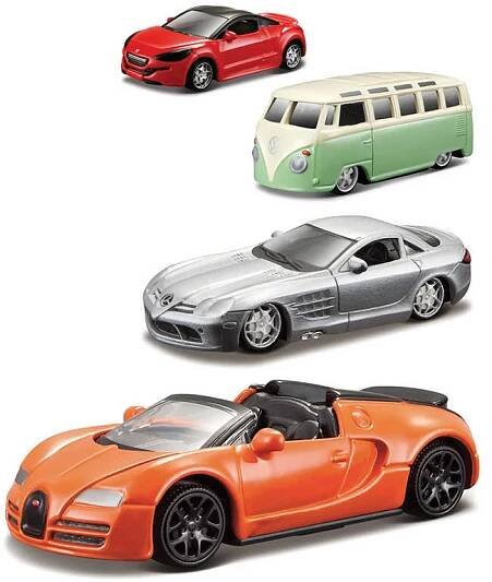 BBURAGO Auto kovové 8cm model 1:64 různé druhy na kartě - zvětšit obrázek