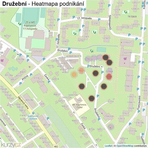 Mapa Družební - Firmy v ulici.