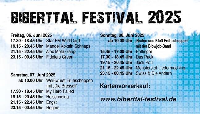 Biberttal Festival – Pfingsten ~ 22.-24. Mai 2026