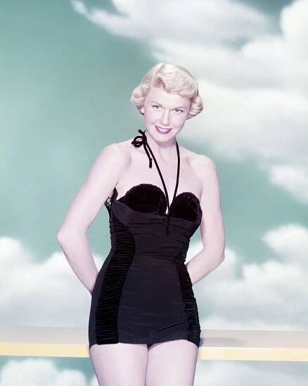 Hot Doris Day In A Black Swimsuit, Circa 1955.