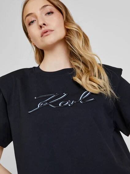 Karl Lagerfeld Černé dámské tričko s ramenními vycpávkami KARL LAGERFELD