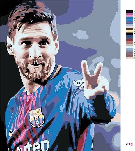 Malování podle čísel - Messi v dresu, 80x100 cm, bez rámu a bez vypnutí plátna