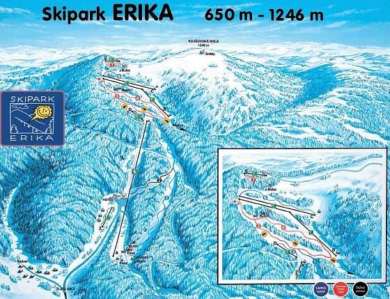 Kojšovsků hoľu/Skipark Erika Průvodce po středisku, mapa lokací & Kojšovsků hoľu/Skipark Erika ubytovaní