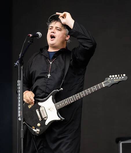 Pete Doherty of The Libertines performing live at Glastonbury Festival.