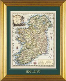 Map of Ireland Ancient & Olde. Quality print framed matt and rolled Genuine Irish Celtic Gifts from Ireland