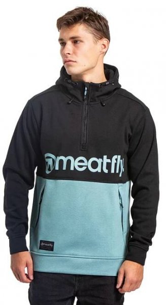 Meatfly pánská technická mikina Tason Black/Dusty Mint