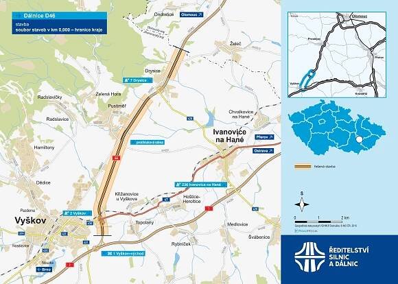 Ředitelství silnic a dálnic začne modernizovat dálnici D46 u Vyškova - ŘSD s. p.