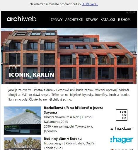 archiweb.cz - newsletter 14/03/2024